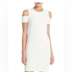 Jessica Howard Women’s White Sheath Dress Sz 10P Cold Shoulders Cocktail